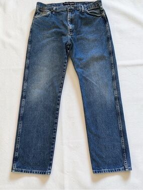 Vtg Wrangler George Strait Cowboy Cut Jeans Mens Tag Sz 36x32 Blue Straight Leg